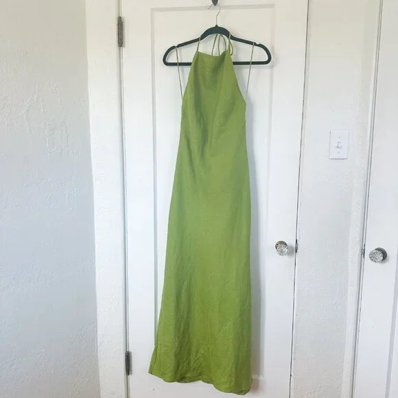 Reformation | Selia 100% Linen Maxi Dress in Avocado Green - Picture 4 of 8